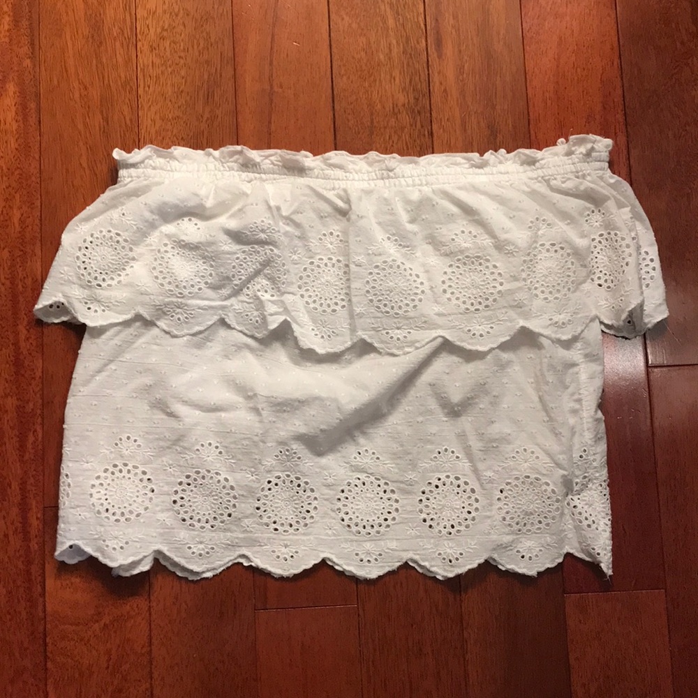 American eagle white lace off the shoulder top